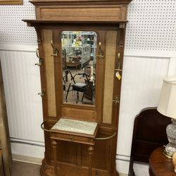 Antique Hall Tree Coat Rack