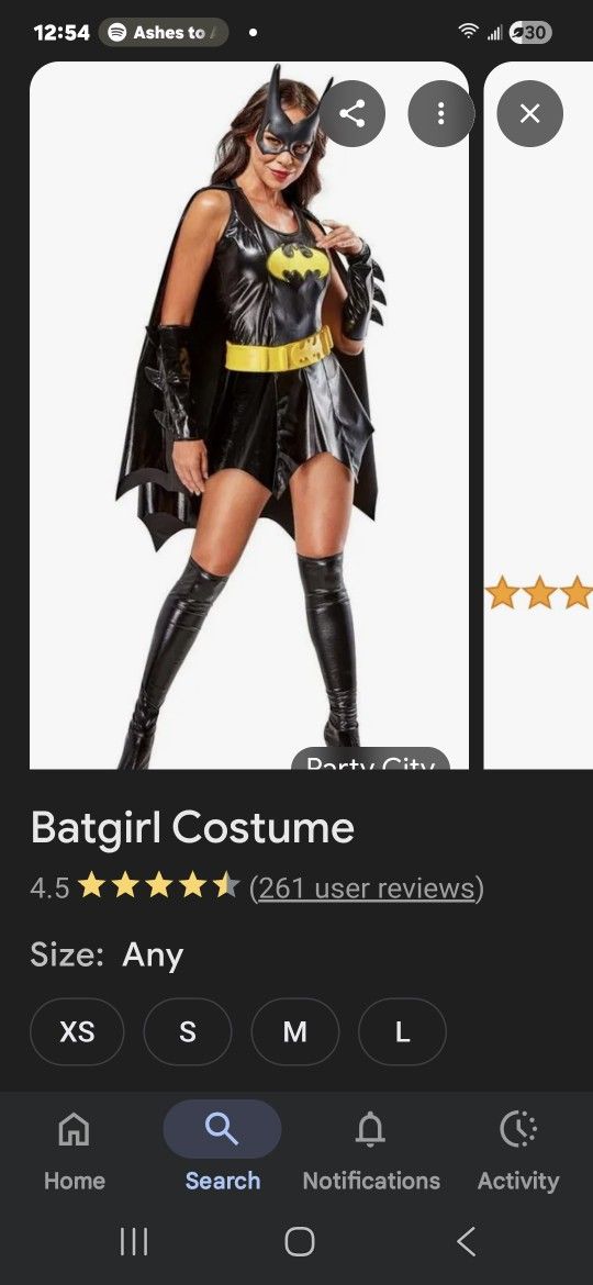 Womans L Batgirl Costume
