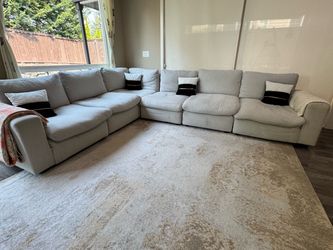 Ashley Savesto 6-Piece Modular Sectional Sofa – Ivory (Washable Covers)