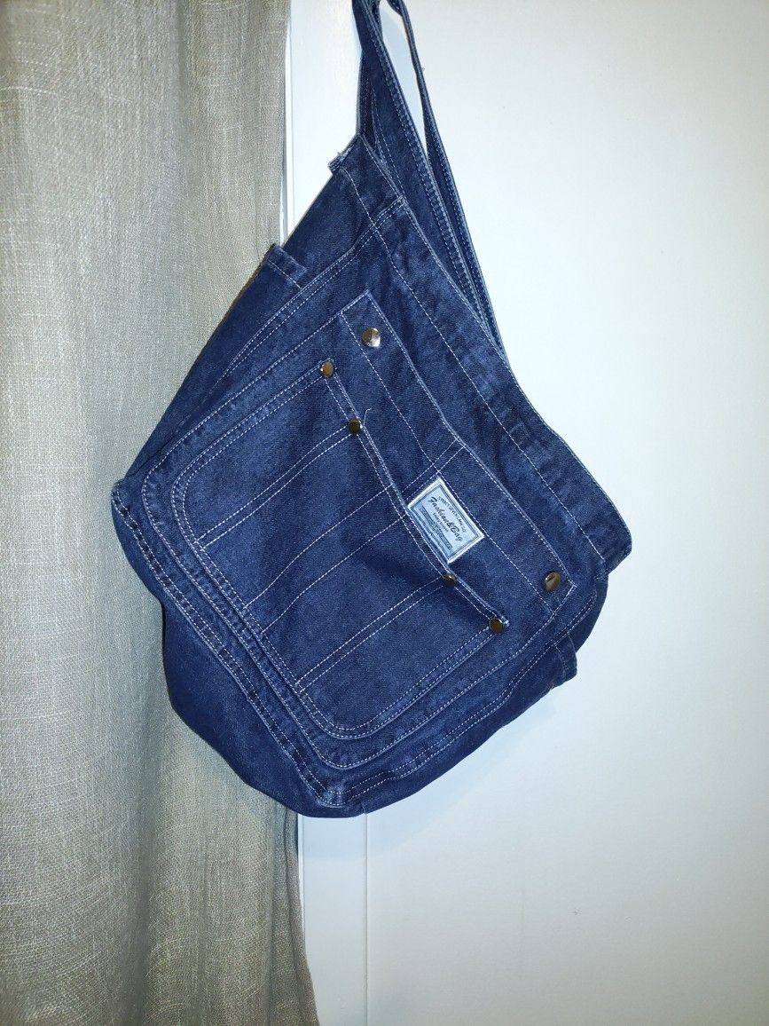 DENIM SHOULDER TOTE HANDBAG