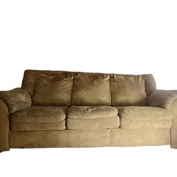 Tan Suede Queens Sized Sofa Bed