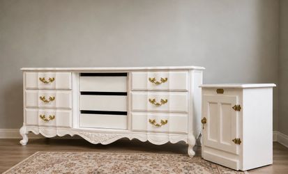 Elegant French Provincial 9 drawer dresser set and nightstand  ✨