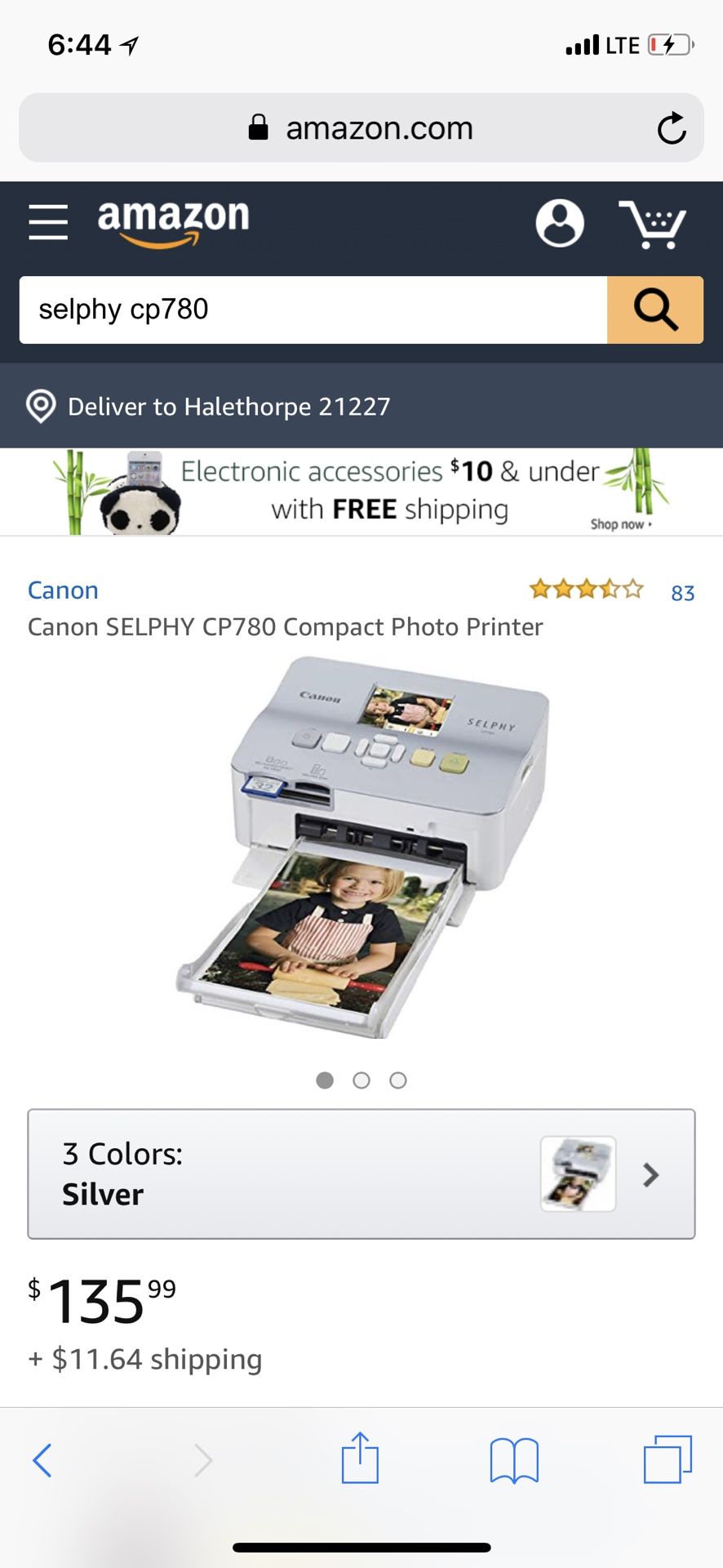 Canon Selphy CP780 compact photo printer