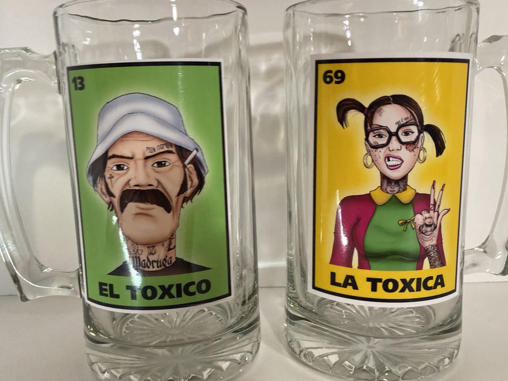 El Tóxico & La Tóxica Loteria Beer Mug Set