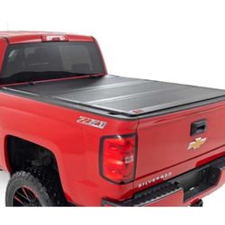 Rough Country Hard Tri-Fold Flip-Up Truck Bed Tonneau Cover For Chevy Silverado And GMC 1500/2500HD/3500HD (2014-2019) - Fits 6'7" (78.8-78.9") Bed Wi