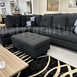 🔥 Brand New Sectional with Storage Ottoman 🔥