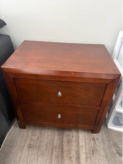 Matching Dark Cherry 2-Drawer Nightstands – Set of 2 – Good Condition