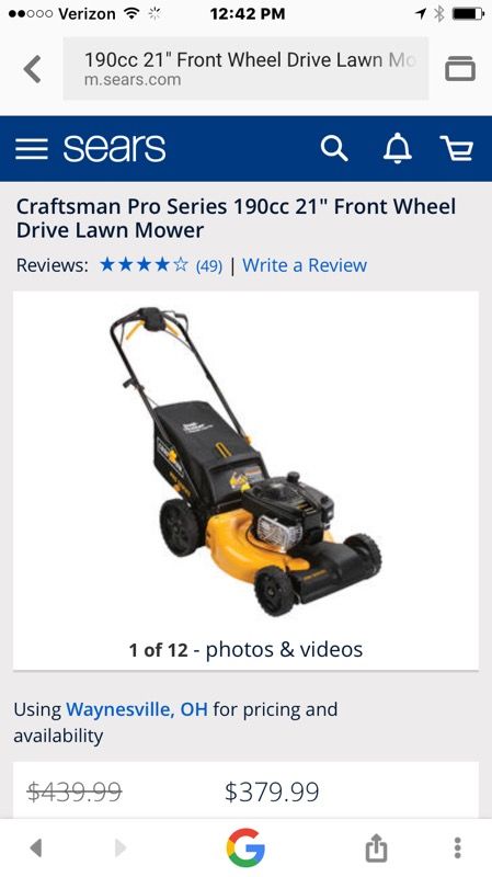 Craftsman 8.50 online 190cc lawn mower