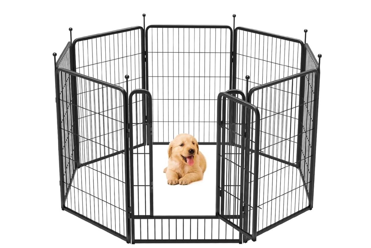 40 Inch 8 Panels Dog Playpen Indoor Dog Fence Outdoor for Yard, 40 Inch 8 Panels Dog Pen Indoor Anti-Rust Pet Fence for Dogs Outside Expandable Dog Ru