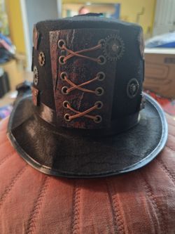 Ando's Hats Steampunk Top Hat - Black Victorian Costume Hat with Gears (New)