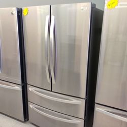 LG STAINLESS STEEL 4 DOOR FRENCH DOOR INTERNAL WATER AND ICE OPEN BOX ITEM IR