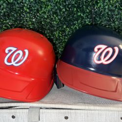 Two Washington Nationals Rawlings Baseball Batting Helmets 3D Logos