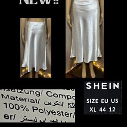 Size XL- NEW! SHEIN White Satin Skirt 