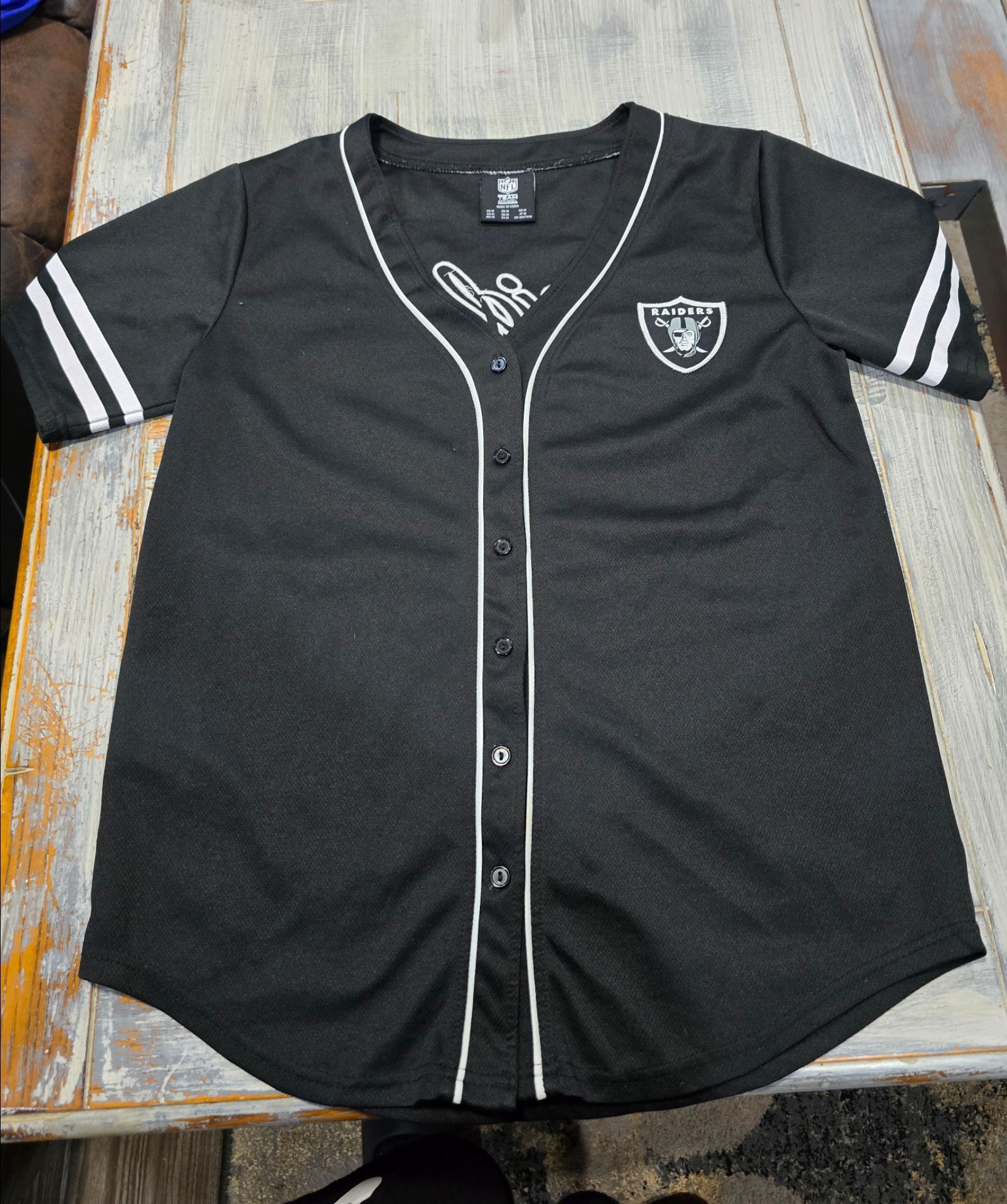 NFL Los Angeles Raiders Baseball Jersey Men's Size M, Button Up