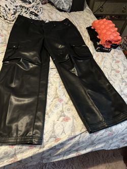 Woman plus size leather pants