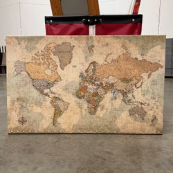 Holy Cow Vintage-Style Large World Map Push Pin Canvas Wall Art
