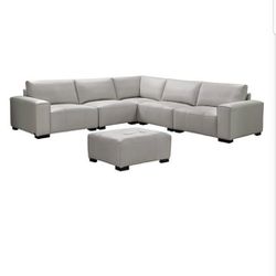 Teagan 6 Piece White Leather Modular sectional Sofa