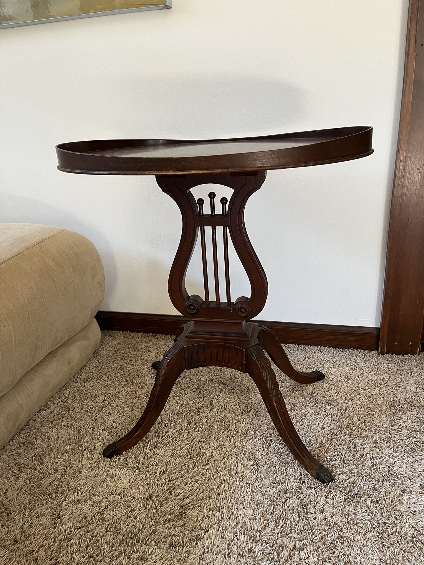 Antique Wooden Harp Table Old Furniture