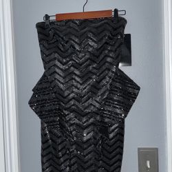 Strapless Peplum Sequi Dress