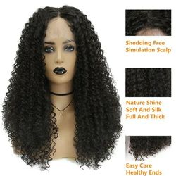Deep Thick Curly Black Lace Front Wig