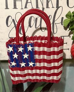 American Flag Vinyl Tote Purse