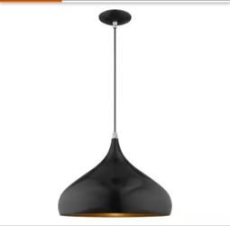 Livex Hansbury 1 Light Shiney Black Tear Drop Pendant Light