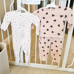 Organic Baby Girl Set - Heart Print