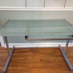 Glass Computer Desk w/ pullout Keyboard Tray