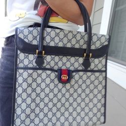 Authentic Vintage Gucci GG Monogram Supreme Sherry Web Ophidia Clutch Tote Bag