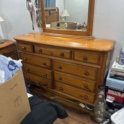 Free bedroom set five piece, solid wood
