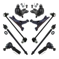 TRQ Front Steering & Suspension Kit Ball Joint Control Arm Sway Bar Stabilizer Link Tie Rod Compatible with 2014-2019 Toyota Corolla
