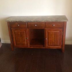 Beautiful Stone Top Wooden Bottom Serving side dresser.