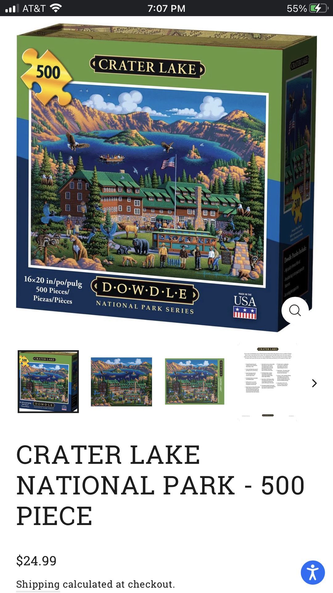 New Dowdle Crater Lake 500 Pc. Puzzle