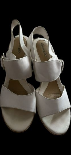white slingback platform wedge sandals “SoleSenseability" sz 9.5