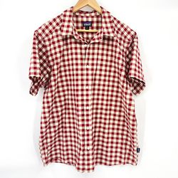 Patagonia Red Picnic Plaid Short Sleeve Button Up Shirt Men's XL