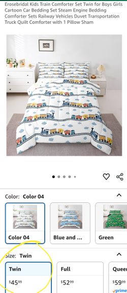 Train Comforter And Pillowcase, Twin Size