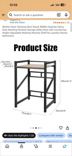 Washer Dryer Stacking Rack Stand, 660lbs Capacity Heavy Duty Washing Machine Storage Utility Rack with Countertop, Height Adjustable Washing Machine S