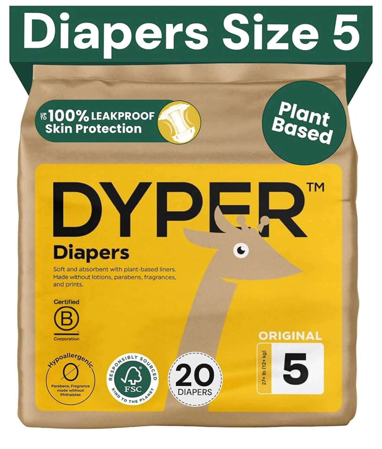 DYPER Ultra Premium Diapers Size 5 - 80 Pk