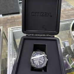 Citizen Eco-Drive Promaster Nighthawk Quartz Leather Band Men Watch 