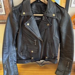 Straight To Hell, Black Leather Jacket, Brass Accents