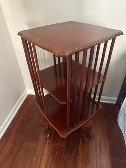 Revolving Swivel Rotating Bookcase Furniture Two Tier Cherry Finish ($650 MSRP)
