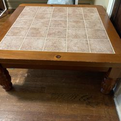 1’, 5” by 3’, 4” Solid Wood And Tile Coffee Table