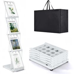 Estleys Trade Show Literature Stand Display Rack, Magazine Brochure Catalog Display Stand, Magazine Floor-Standing With Portable Oxford Bag For Office