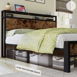 Full Bed Frame With Charging Station