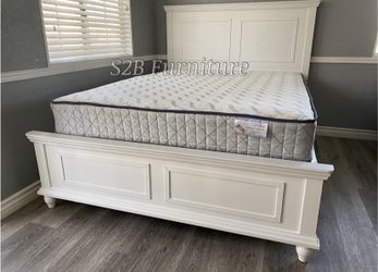 Ck White Alina Bed With Ortho Mattress Included!!