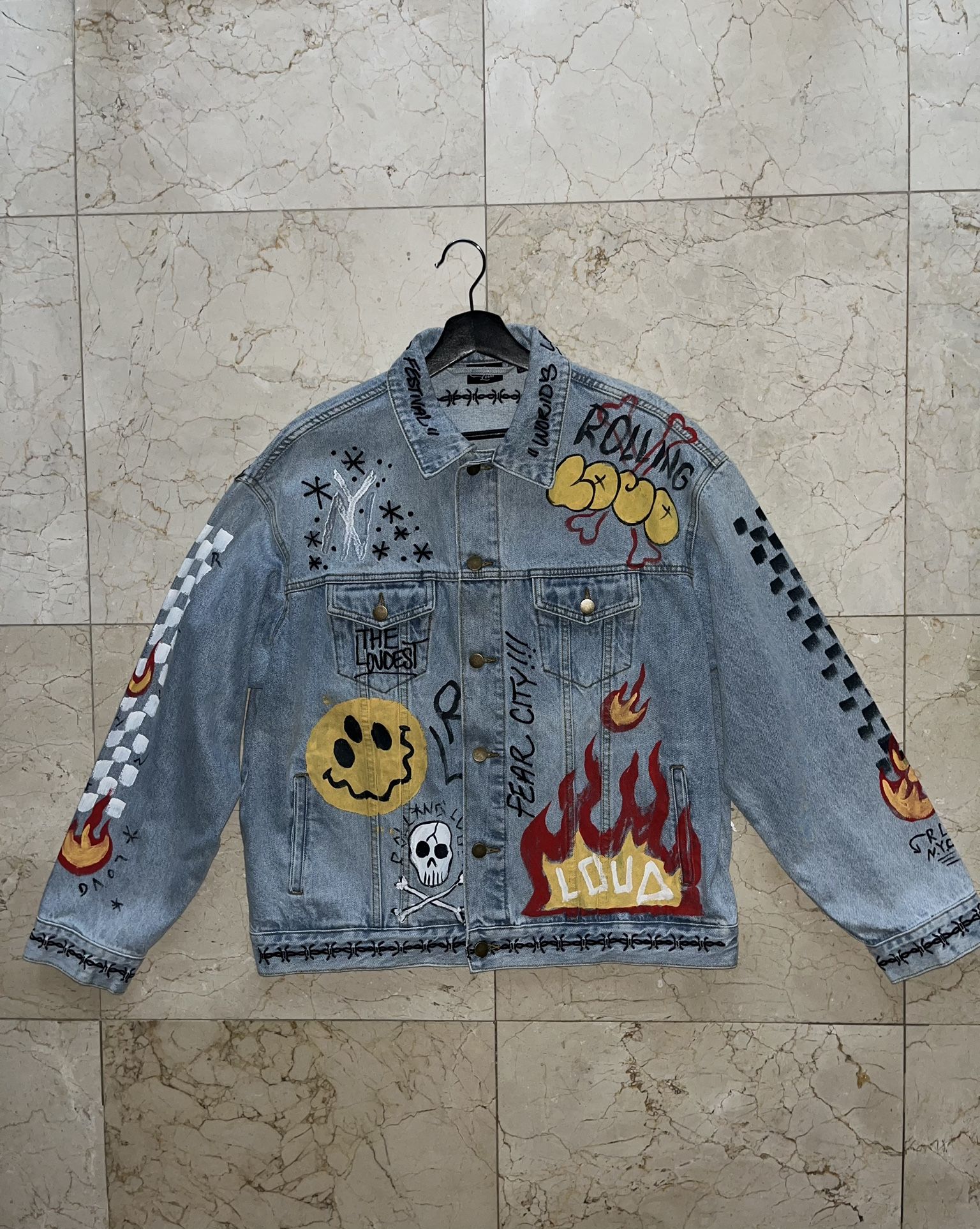 RL HANDO PAINTED DENIM JACKET (rolling loud)