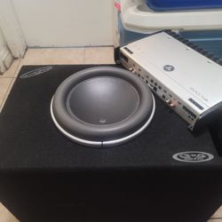 10W7 JL Audio with 500/1v2 amp with Ground shaker box read description