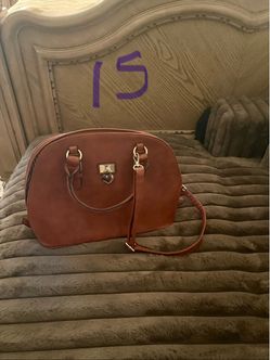 Brown Dome Satchel Handbag with Crossbody Strap