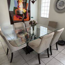 Glass Dining Table with Chairs