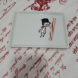 CRATE & BARREL Christmas Story OLIVER PEPPERMINT STICK APPETIZER PLATE